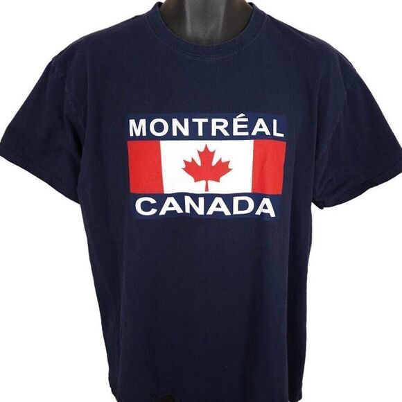 Vintage Montreal Canada T Shirt Mens Size XL Blue Y2K Travel Destination - Picture 1 of 6